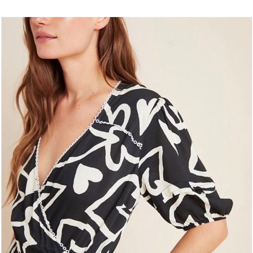 Black & White Graphic Wrap Jumpsuit - Picture 7 of 12